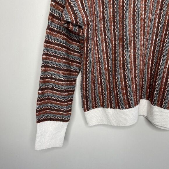 SITA MURT Sweater Womens 38 US 6 Brown Mixed Stripe Pullover Cotton Wool Blend - Picture 8 of 13